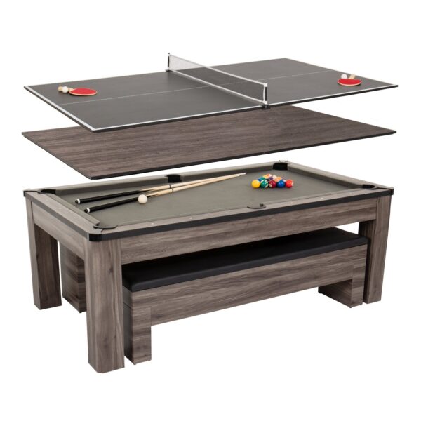 Hampton 3-in-1 Combination Table Includes Billiards, Table Tennis, & Dining Table